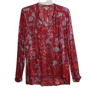 Lucky Brand Women's Boho Long Sleeve V Neck Blouse with Tassels, Size Medium